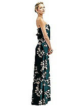 Side View Thumbnail - Vintage Primrose Floral Strapless Maxi Bias Column Dress with Peek-a-Boo Corset Back