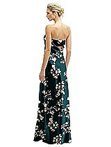 Rear View Thumbnail - Vintage Primrose Floral Strapless Maxi Bias Column Dress with Peek-a-Boo Corset Back