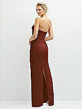 Rear View Thumbnail - Auburn Moon Rhinestone Bow Trimmed Peek-a-Boo Deep-V Maxi Dress with Pencil Skirt
