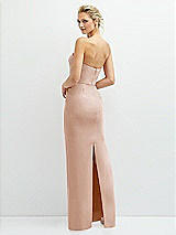 Rear View Thumbnail - Cameo Rhinestone Bow Trimmed Peek-a-Boo Deep-V Maxi Dress with Pencil Skirt