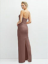 Rear View Thumbnail - Sienna Rhinestone Bow Trimmed Peek-a-Boo Deep-V Maxi Dress with Pencil Skirt