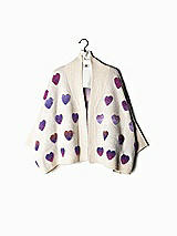 Front View Thumbnail - Ivory Cozy Pink & Purple Ombre Heart Cardigan Sweater