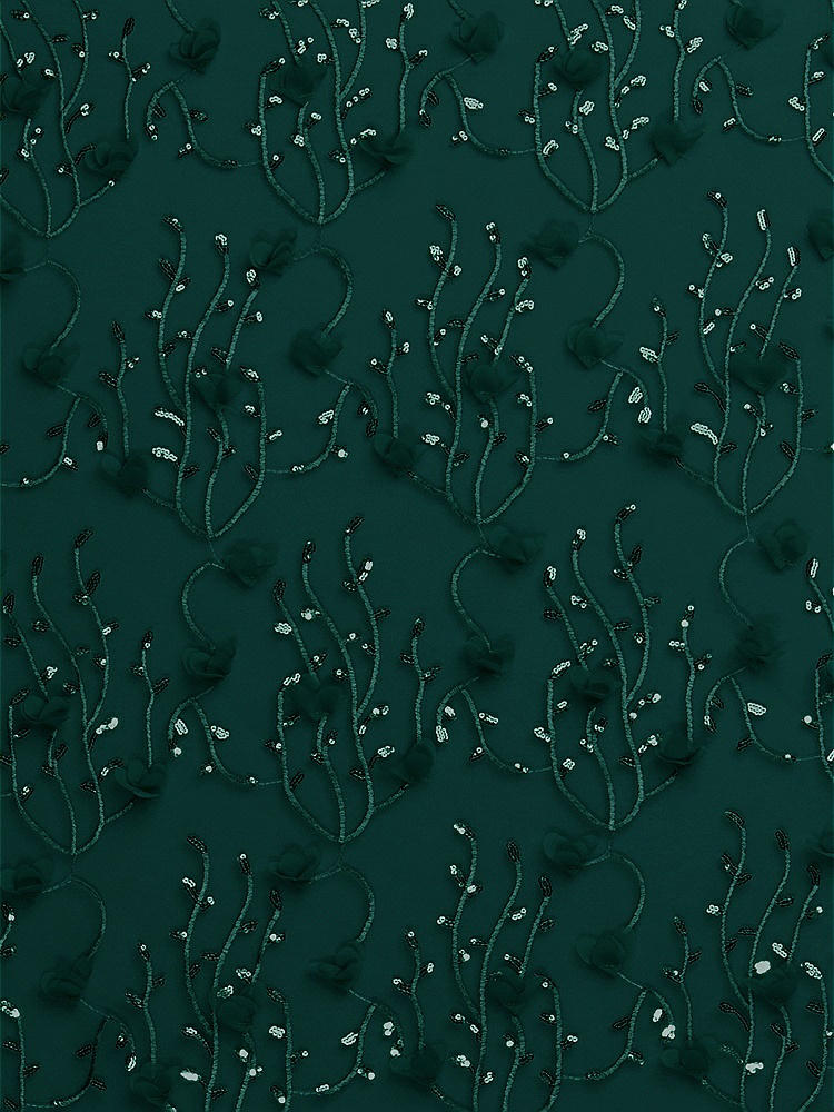 Front View - Evergreen Trellis 3D Sequin Embroidery Fabric by the Yard