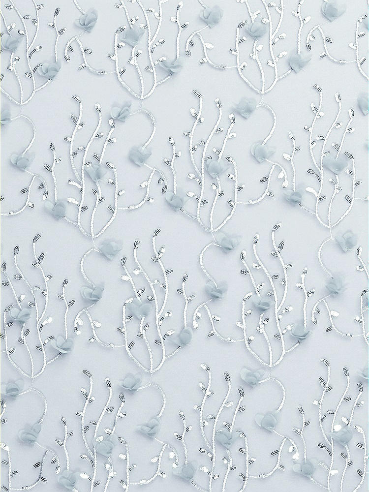 Front View - Silver Dove Trellis 3D Sequin Embroidery Fabric by the Yard