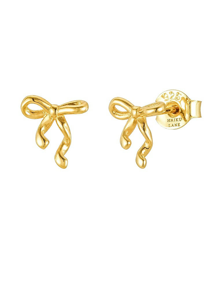 Front View - Gold Gold Mini Bow Stud Earrings