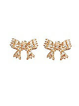 Front View Thumbnail - Clear Glitzy Gold Mini Bow Stud Earrings