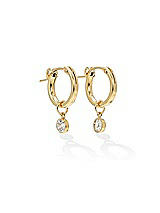 Front View Thumbnail - Clear Small Gold Hoop Earrings with Crystal Drop