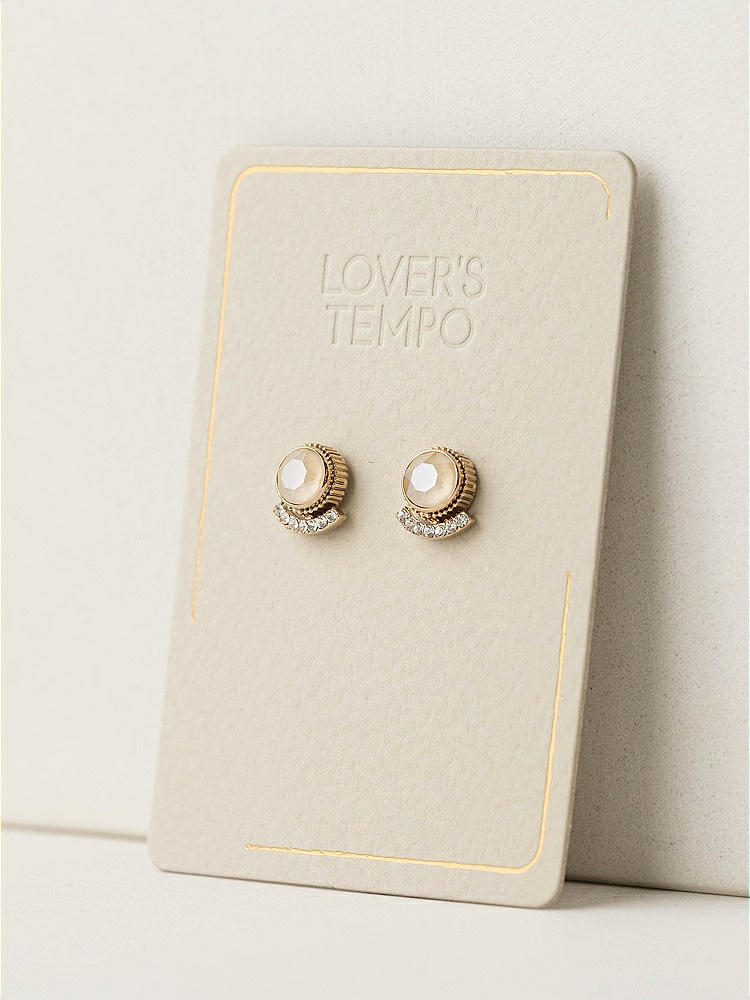 Front View - Champagne Vintage-Chic Crystal Stud Earrings