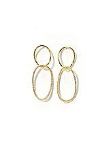 Front View Thumbnail - Gold Pave Link Gold Hoop Earrings