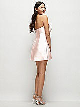 Rear View Thumbnail - Blush Strapless Bell Skirt Satin Mini Dress with Oversized Bow