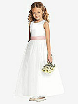 Front View Thumbnail - White & Rose - PANTONE Rose Quartz Flower Girl Dress FL4002