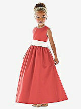 Front View Thumbnail - Perfect Coral & Ivory Flower Girl Dress FL4021