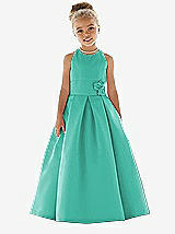 Front View Thumbnail - Pantone Turquoise Flower Girl Dress FL4022