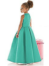 Rear View Thumbnail - Pantone Turquoise Flower Girl Dress FL4022