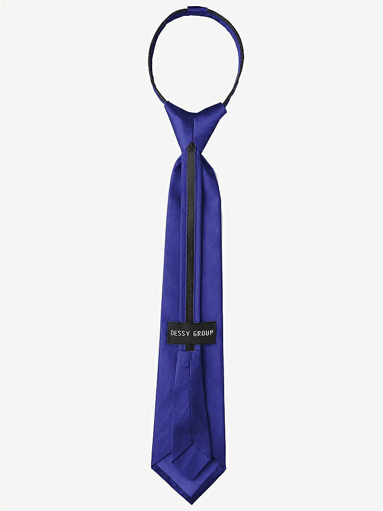 Back View - Electric Blue Peau de Soie Boy's 14" Zip Necktie by After Six
