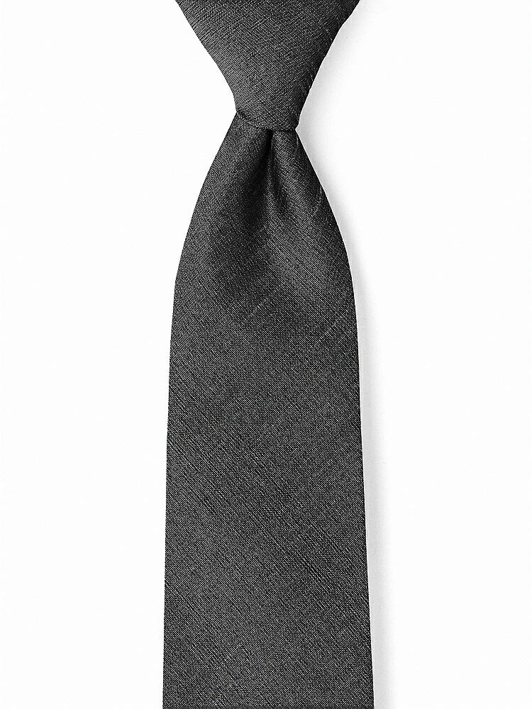 Front View - Black Dupioni Boy's 50" Necktie by After Six