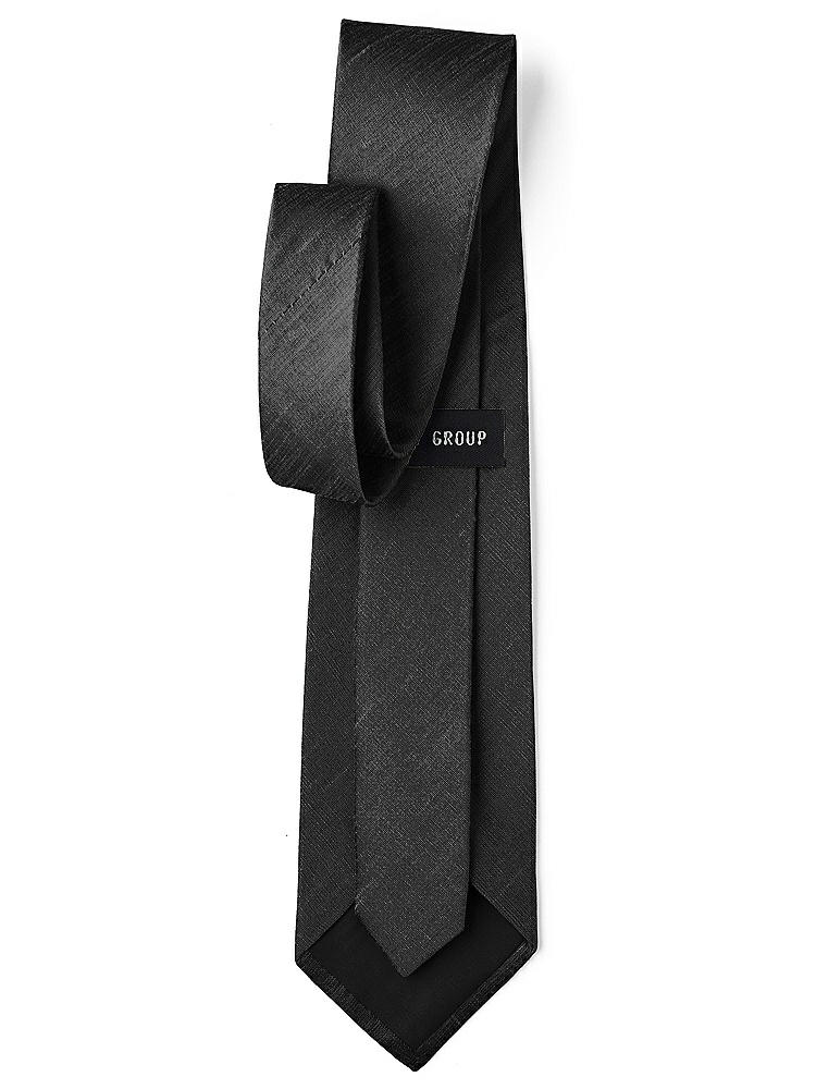 Back View - Black Dupioni Boy's 50" Necktie by After Six