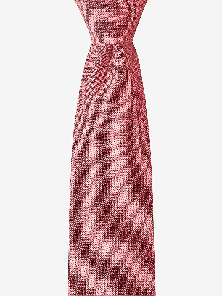 Front View - Candy Coral Dupioni Boy's 14" Zip Necktie by After Six