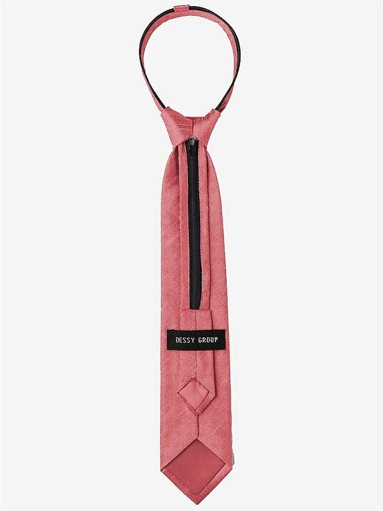 Back View - Candy Coral Dupioni Boy's 14" Zip Necktie by After Six