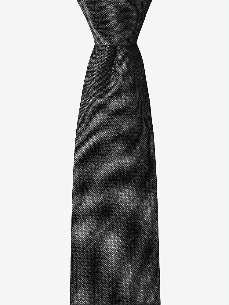 Front View - Black Dupioni Boy's 14" Zip Necktie by After Six