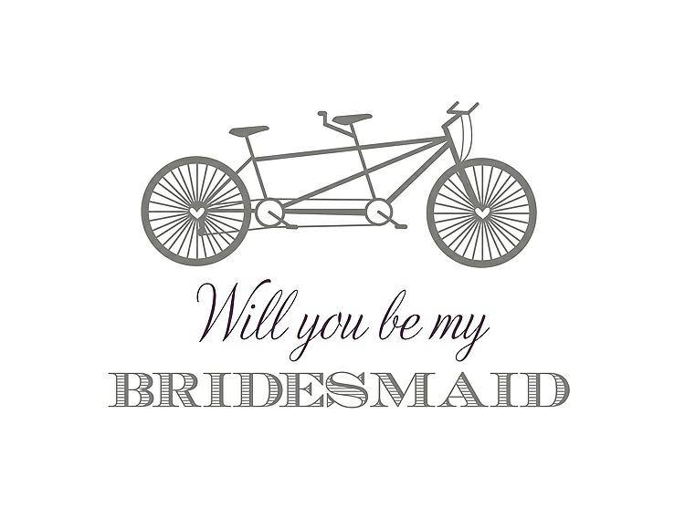 Front View - Charcoal Gray & Aubergine Will You Be My Bridesmaid Card - Bike