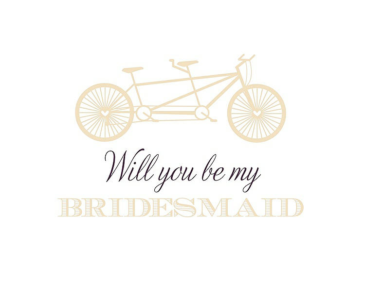 Front View - Corn Silk & Aubergine Will You Be My Bridesmaid Card - Bike