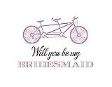 Front View Thumbnail - Hyacinth (iridescent Taffeta) & Aubergine Will You Be My Bridesmaid Card - Bike