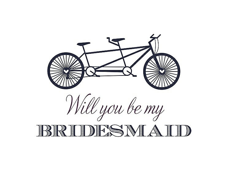 Front View - Navy Blue & Aubergine Will You Be My Bridesmaid Card - Bike