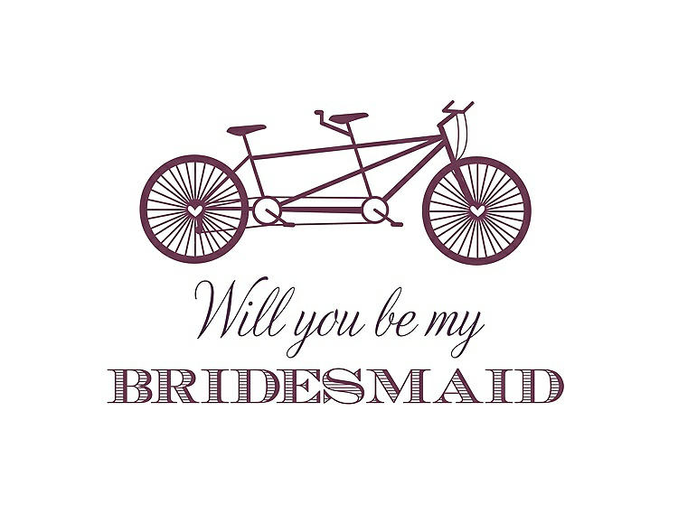Front View - Plum Raisin & Aubergine Will You Be My Bridesmaid Card - Bike