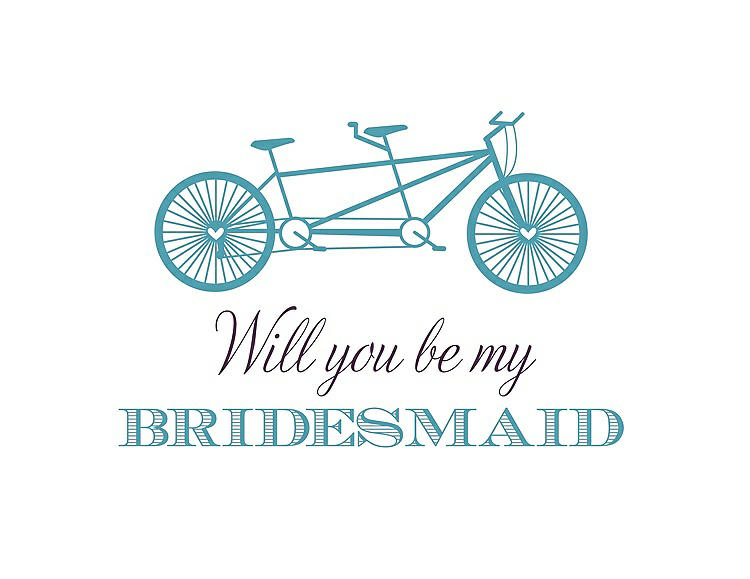 Front View - Aquamarine & Aubergine Will You Be My Bridesmaid Card - Bike