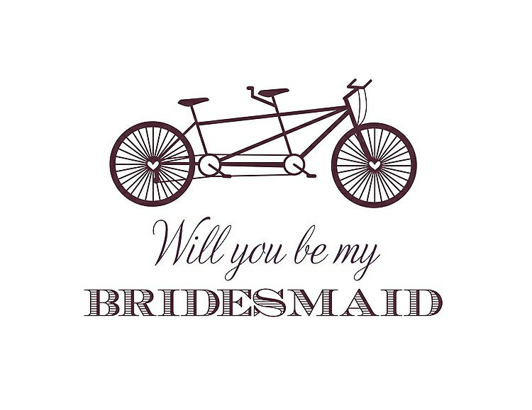 Front View - Bordeaux & Aubergine Will You Be My Bridesmaid Card - Bike