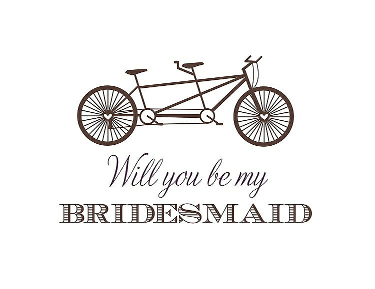 Front View - Brownie & Aubergine Will You Be My Bridesmaid Card - Bike