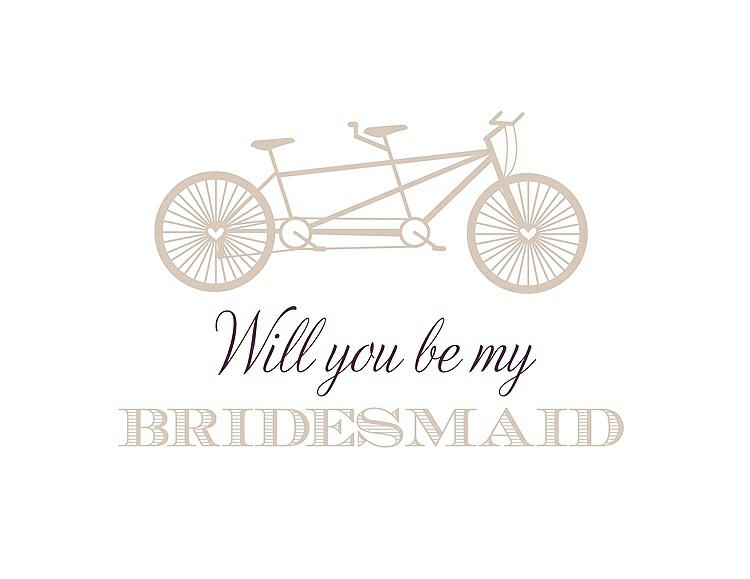 Front View - Cameo & Aubergine Will You Be My Bridesmaid Card - Bike