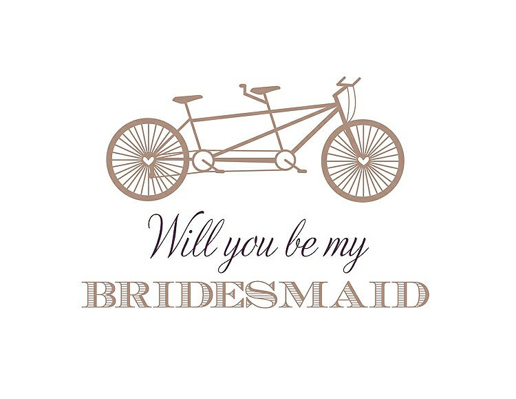 Front View - Cappuccino & Aubergine Will You Be My Bridesmaid Card - Bike
