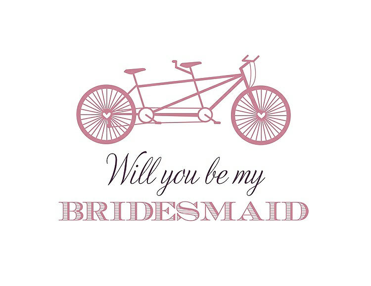 Front View - Carnation & Aubergine Will You Be My Bridesmaid Card - Bike