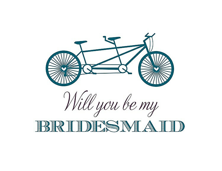 Front View - Caspian & Aubergine Will You Be My Bridesmaid Card - Bike