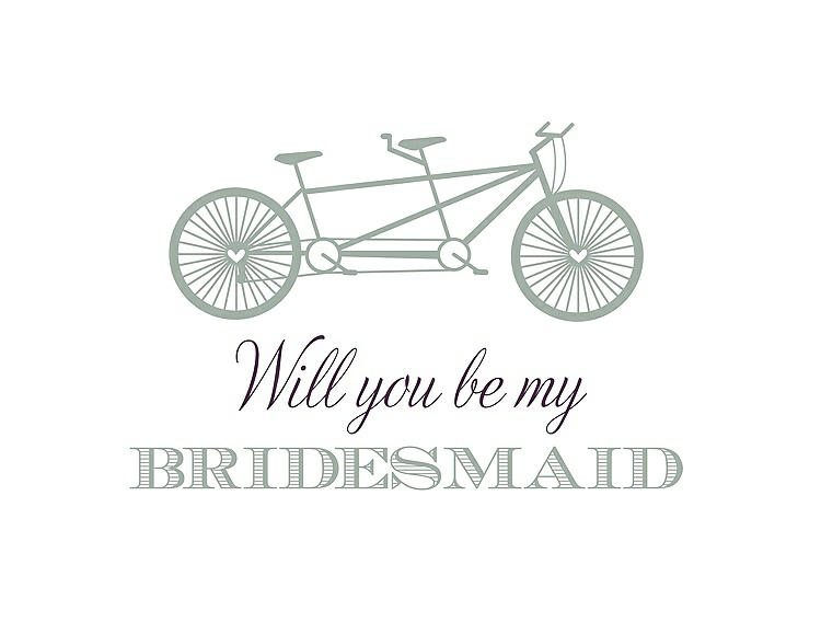 Front View - Celadon & Aubergine Will You Be My Bridesmaid Card - Bike