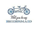 Front View Thumbnail - Cornflower & Aubergine Will You Be My Bridesmaid Card - Bike