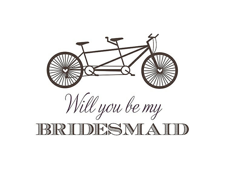 Front View - Chocolate & Aubergine Will You Be My Bridesmaid Card - Bike