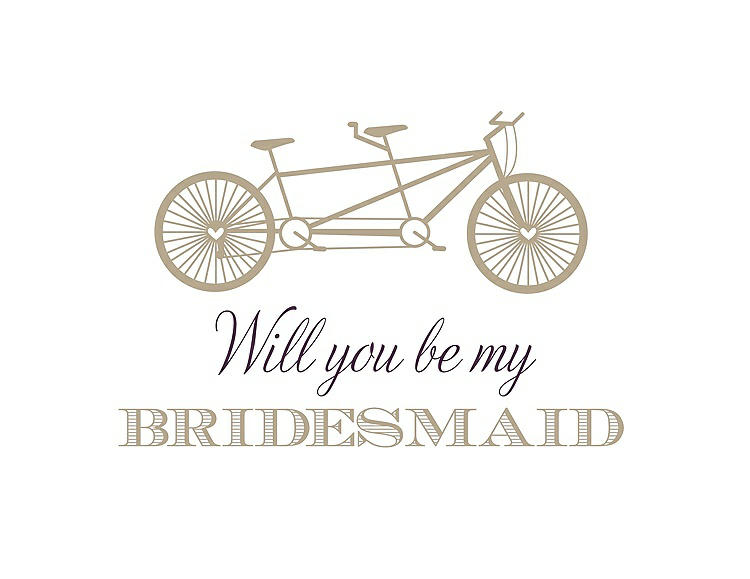 Front View - Champagne & Aubergine Will You Be My Bridesmaid Card - Bike