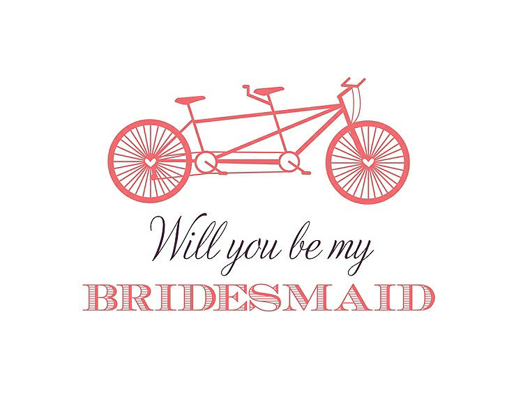 Front View - Coral & Aubergine Will You Be My Bridesmaid Card - Bike