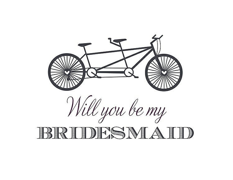Front View - Ebony & Aubergine Will You Be My Bridesmaid Card - Bike