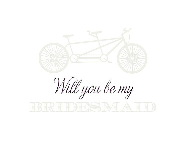 Front View - Ivory & Aubergine Will You Be My Bridesmaid Card - Bike