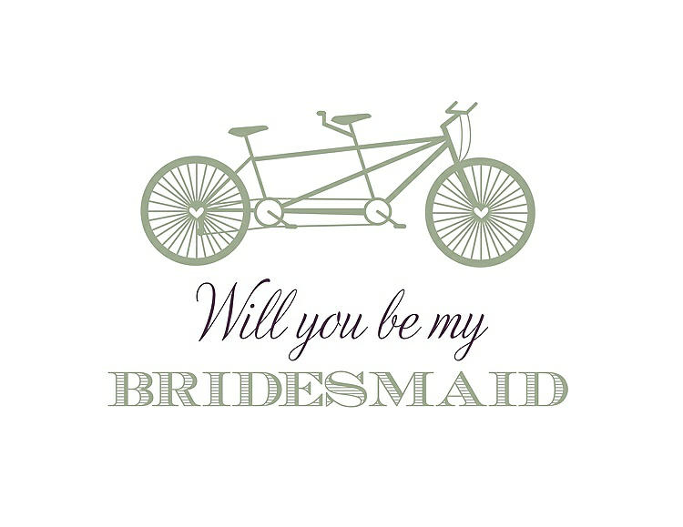 Front View - Kiwi & Aubergine Will You Be My Bridesmaid Card - Bike