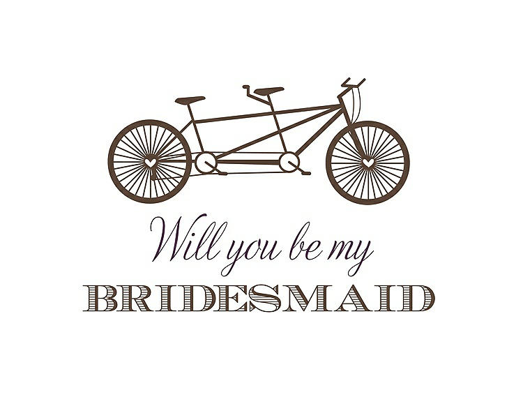 Front View - Latte & Aubergine Will You Be My Bridesmaid Card - Bike
