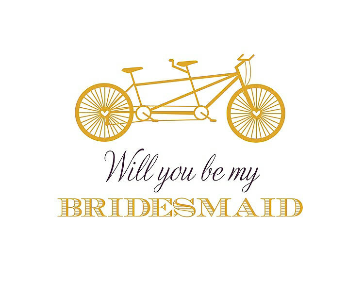 Front View - Mango & Aubergine Will You Be My Bridesmaid Card - Bike
