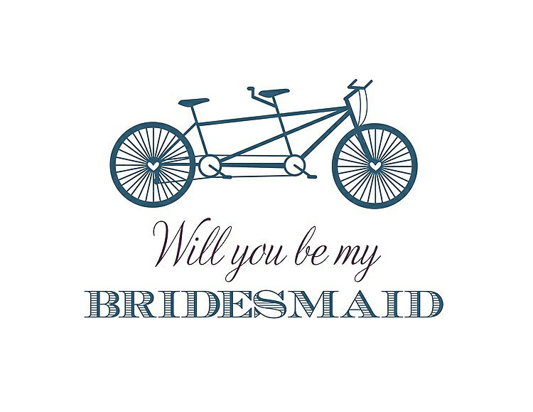Front View - Marine & Aubergine Will You Be My Bridesmaid Card - Bike