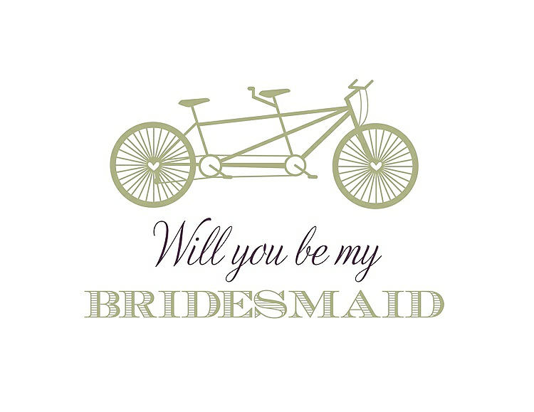 Front View - Mint & Aubergine Will You Be My Bridesmaid Card - Bike