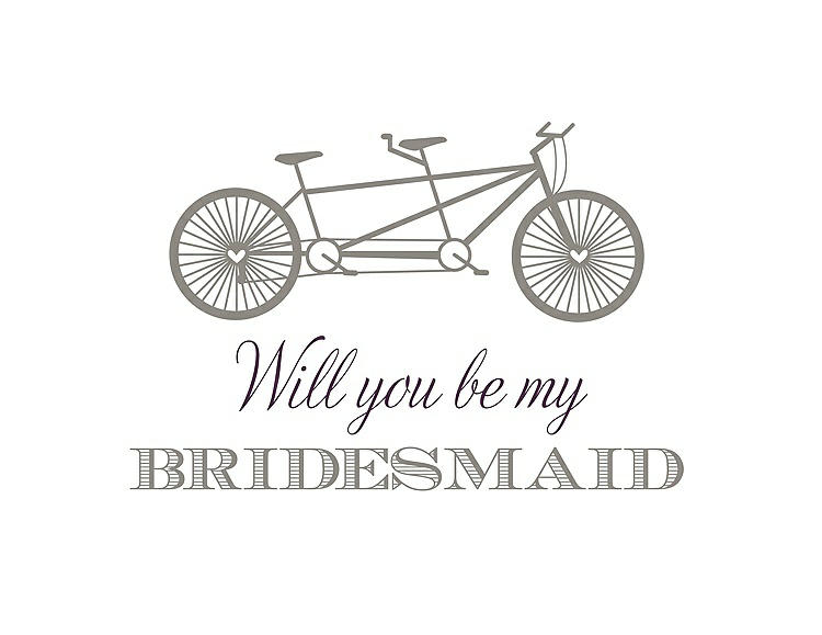 Front View - Mocha & Aubergine Will You Be My Bridesmaid Card - Bike