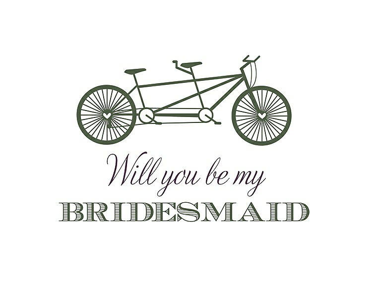 Front View - Moss & Aubergine Will You Be My Bridesmaid Card - Bike